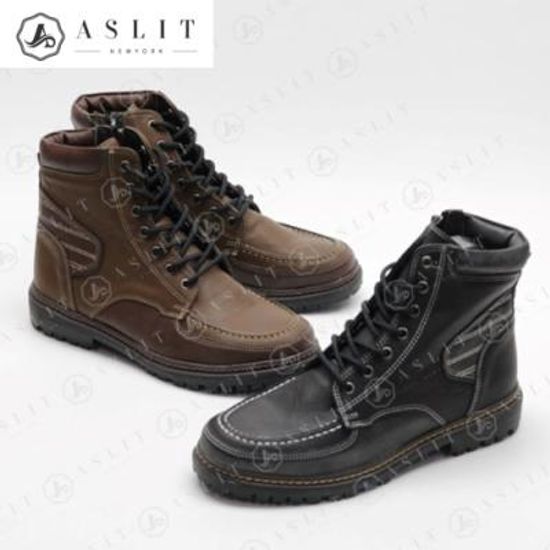 [애슬릿]레이스업 스티치 남자 지퍼 워커 부츠 3cm