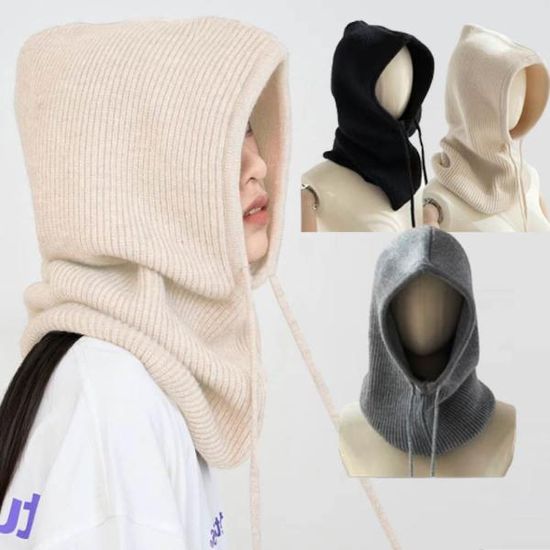 여자 니트 후드넥 워머 방한 후드 겨울 모자