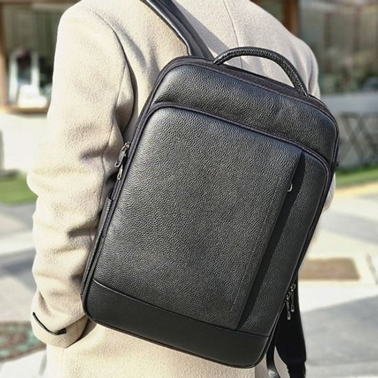 블랙 남자 천연소가죽 학생 회사원 직장인 백팩