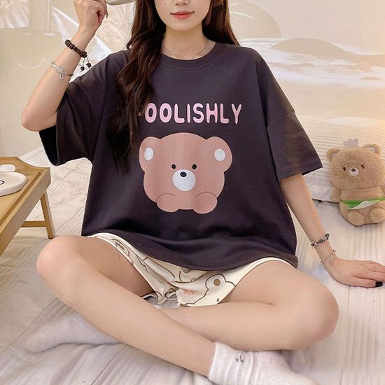 초코베어세트 여성 여름잠옷 홈웨어 파자마(WE6E40C)