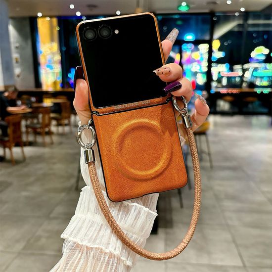 갤럭시 z플립 7 6 5 4 3 맥세이프 가죽 스트랩 케이스