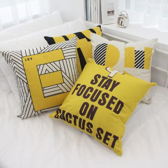 러프 소파 쿠션(솜포함) 45x45 옐로우포커스