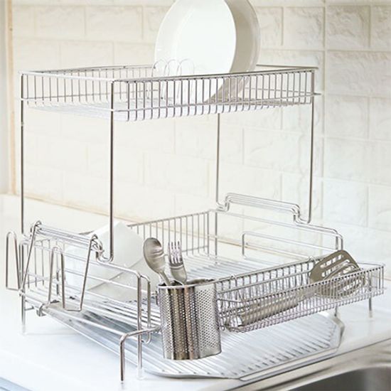 커스크 2in1 익스텐드 확장 스텐 식기건조대 2단 (M)