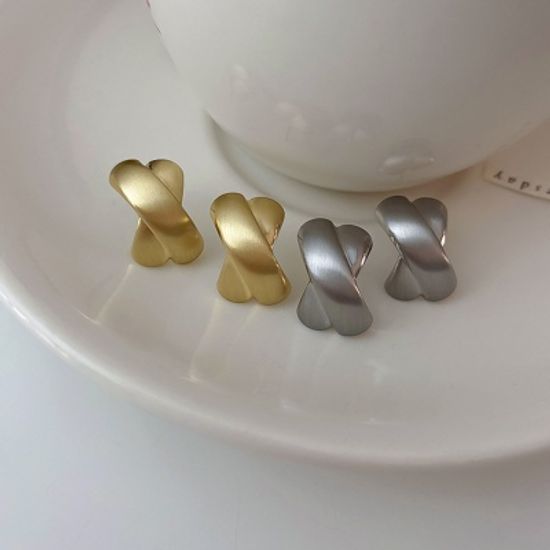 925 고급 은침 골드/실버 스터드/볼드 링 귀걸이 세트