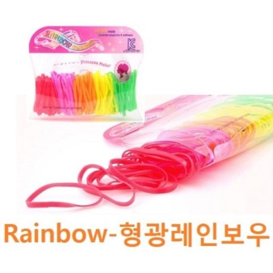 레인보우 라운드형광)고무줄/머리끈/헤어밴드