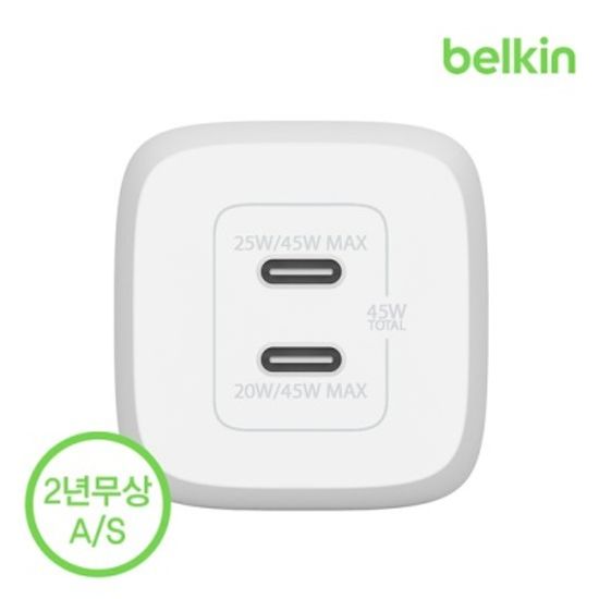 벨킨 듀얼 USB-C타입 PD 3.0 고속 충전기 WCH011kr
