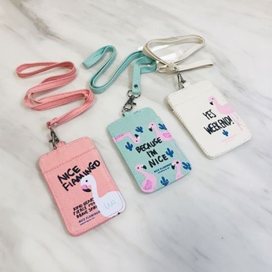 플라밍고 목걸이형 카드케이스