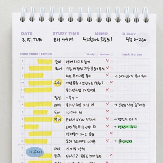 혼자공부 스터디체커 라이트 (4개월용) 스터디플래너
