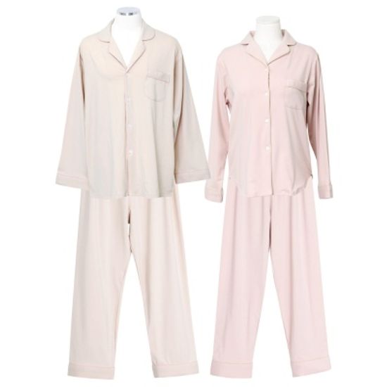 [쿠비카]폴리스판 파스텔 긴팔 투피스 커플잠옷WM515