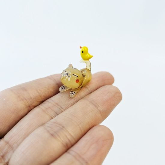 유리 미니어쳐 야옹이 토리짱과 병아리