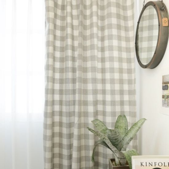 촉감 좋은 빅 체크 암막 커튼