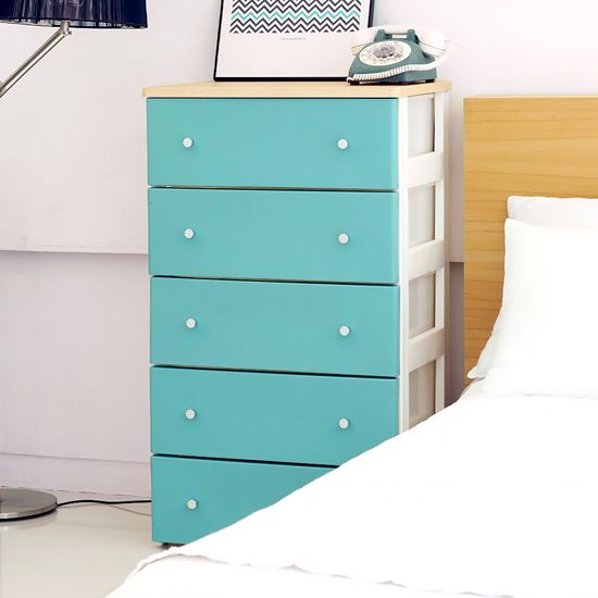 국내생산 마리 실버핸들 우드상판 서랍장 5단