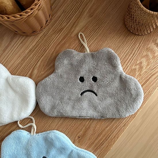 귀여운 구름 손닦는 고리 수건 주방 핸드 타올