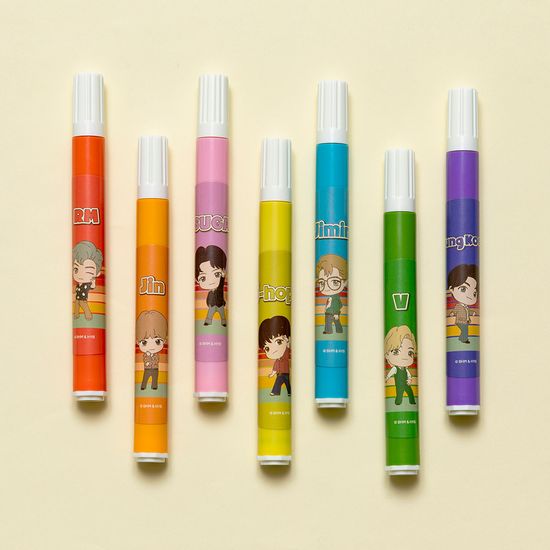 [모나미] TinyTan 유성매직 7본입 엽서 세트 Dynamite