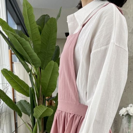 쿠이나 자체제작 포켓 심플 린넨 앞치마 원피스