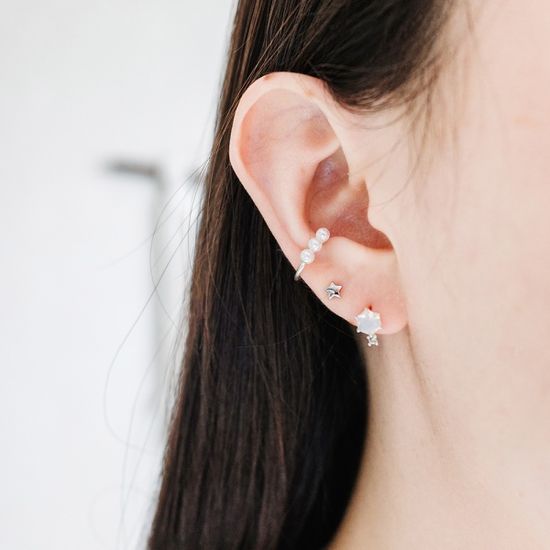 실버925 심플 미니 별 피어싱 귀걸이 골드도금