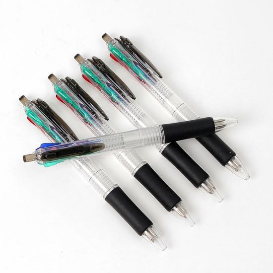 슬림투명 4색 멀티 볼펜 5p세트(0.7mm) 사무용 다색펜