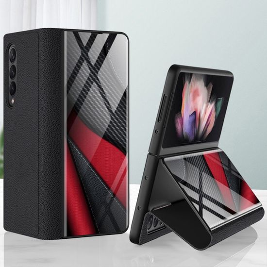 갤럭시 Z폴드 4 3 가죽 강화유리 플립 커버 케이스