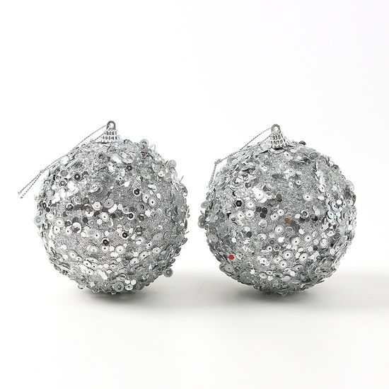 [도토로]로열실버 장식볼 2p(10cm) (샤인스핑글)