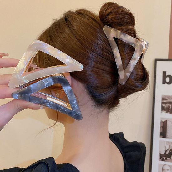 빅사이즈 오로라 자개 트라이앵글 헤어 집게핀 머리핀