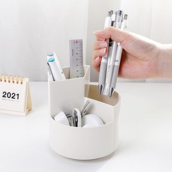 화이트 360도회전 연필꽂이 책상수납함 펜꽂이