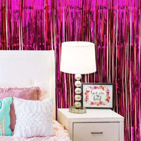 벽장식 커튼 파티소품 핑크레드(WD38874)