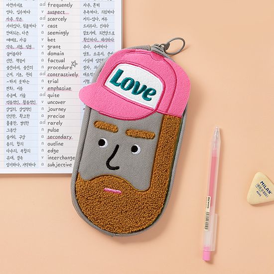 캔버스 필통 부클 자수 펜 파우치_비니버블_러비브로