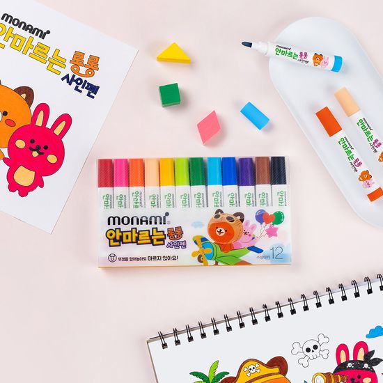 [모나미] 안마르는 롱롱 사인펜/12색세트