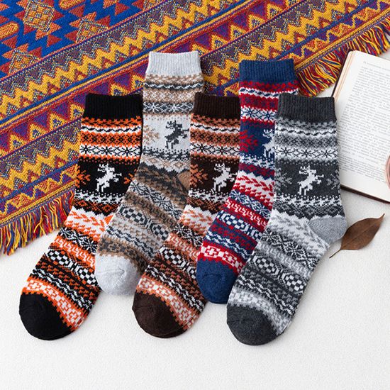 [5켤레세트] 베베아 빈티지 노르딕 도톰한 장목 양말