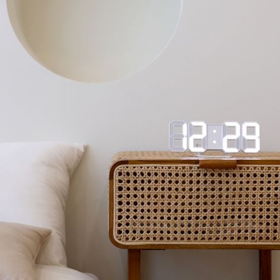 [무아스] 미니 화이트 LED 시계 탁상시계