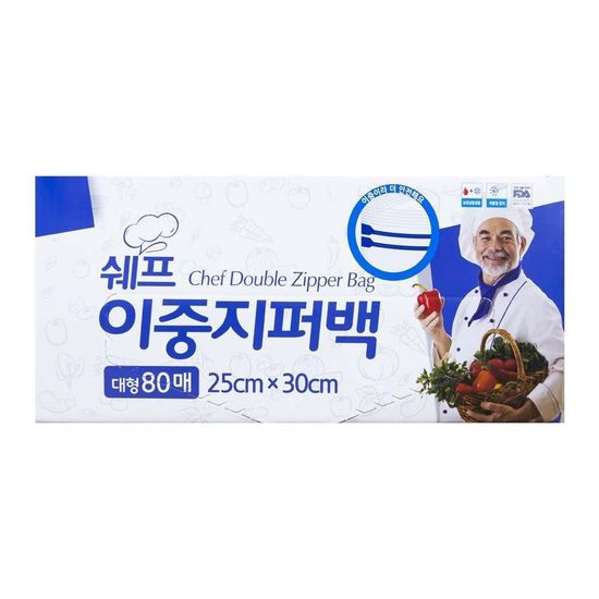쉐프 대용량 이중지퍼백 대형 80매 25x30(WFF9911)