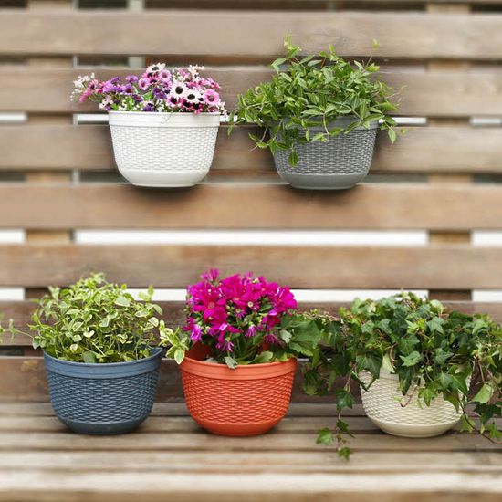 로지 라탄 무늬 벽걸이 인테리어 대용량 화분