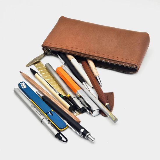 [무료각인] 천연가죽 지퍼 필통 수제 펜슬케이스