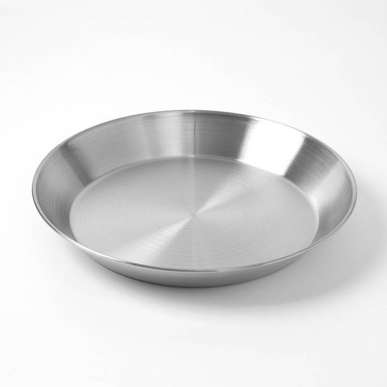 홈인쿡 원형 스텐 접시 2p세트(18cm) (실버) 원형그릇