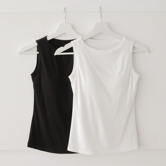 쫀쫀 부유방 커버 캡내장 베이직 라운드 나시