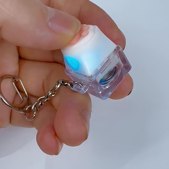 빛나는 LED 고양이 발바닥 말랑이 키캡 키링 피젯 참