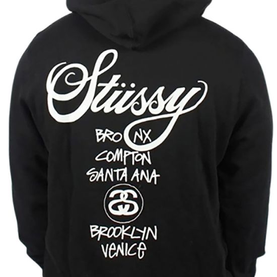 스투시 월드투어 로고 프린팅 후드 집업
