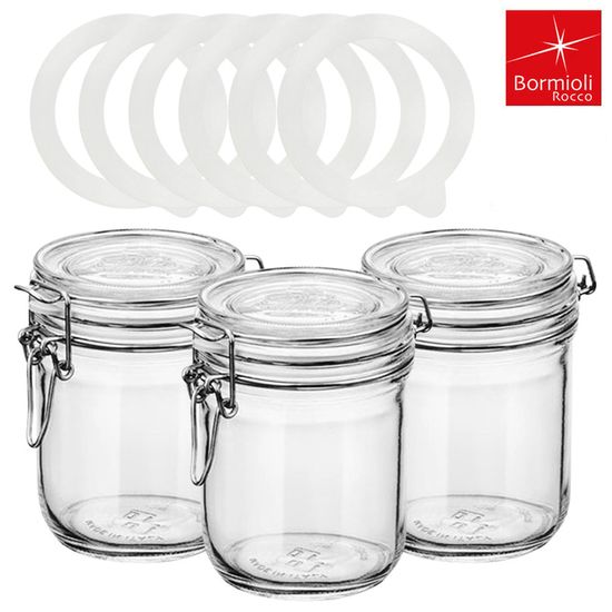 보르미올리 원형 밀폐유리병 500ml3P+밀폐패킹 6P
