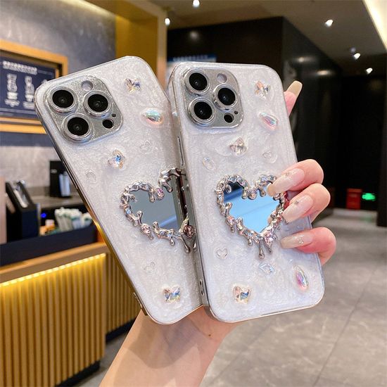 아이폰 16 15 14 13 12 보석 파츠 하트 미러 케이스