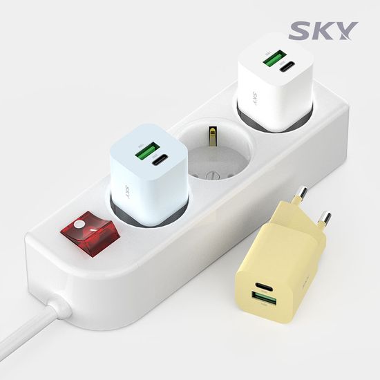 [1+1] 스카이 필 GaN 30W 큐브 2포트 충전기+케이블