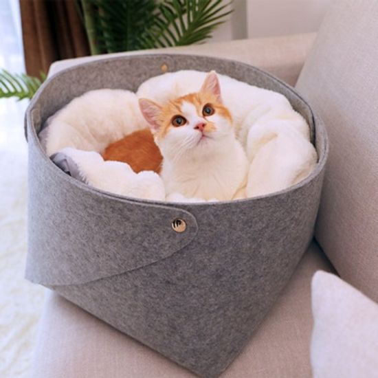[봉봉펫닷컴] 2중 벨벳 펠트 고양이 바구니 M