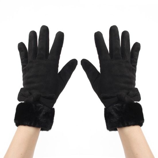 스웨이드 리본 터치장갑(블랙)