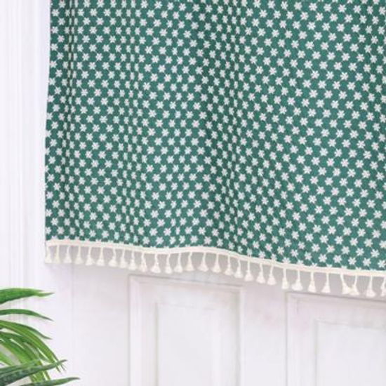 플라워 자수 태슬 가리개커튼 패브릭포스터 진그린 M