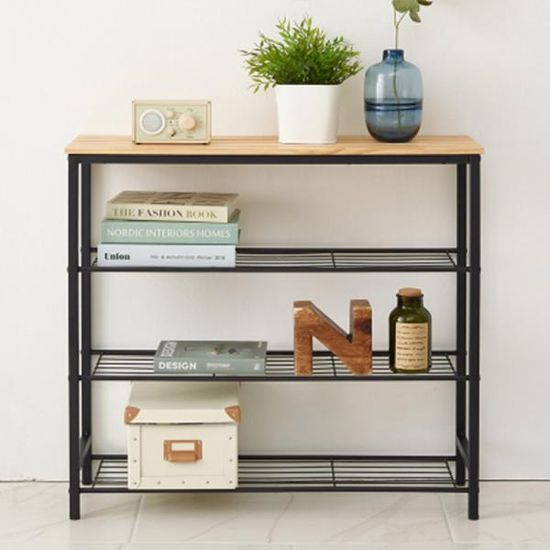 [단독특가] 그루인 레온 원목 철제선반 4단 800x260