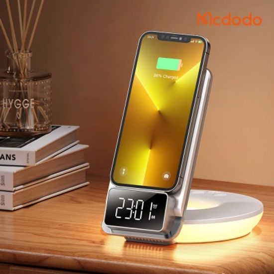 맥도도 15W 무선충전 LED 무드등 접이식 탁상용 시계
