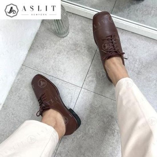 [애슬릿]둥근 스퀘어 여성 옥스포드 플랫 로퍼 2cm