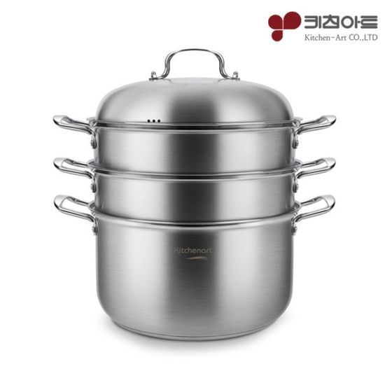 스텐찜기 인덕션겸용 IH 올가 3단 찜솥 36cm 대형 찜