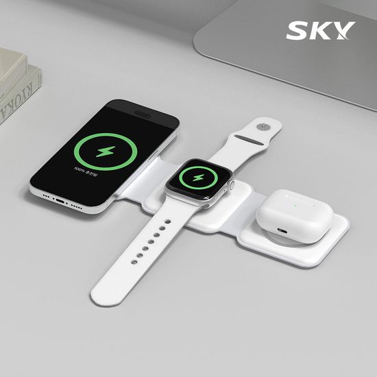 스카이 필 맥세이프 3in1 폴딩 무선 충전기+파우치+링