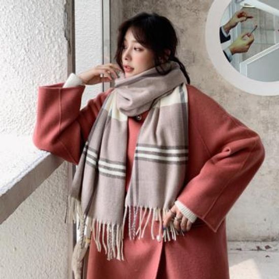 엘스 여성 롱 체크 겨울 머플러 목도리
