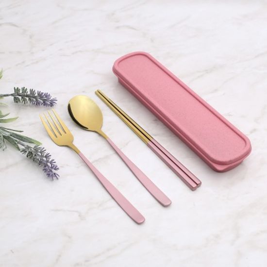 쿡시티 휴대용 골드 수저 포크 세트 5color